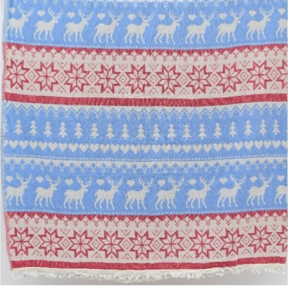 J. Crew Red Plaid Bag Fair Isle Blanket Towel Bunting Set ALL NEW Set of 3 - Picture 6 of 14